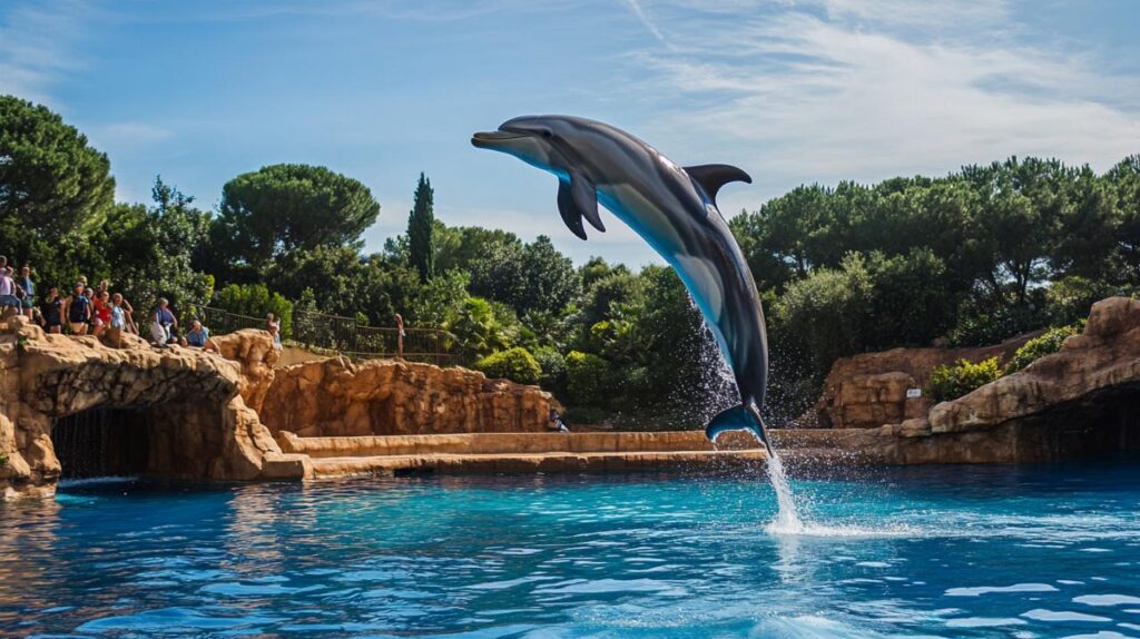 Acariciamos los delfines en Marineland de Antibes: Una Experiencia Educativa sobre Conservación Marina para Niños